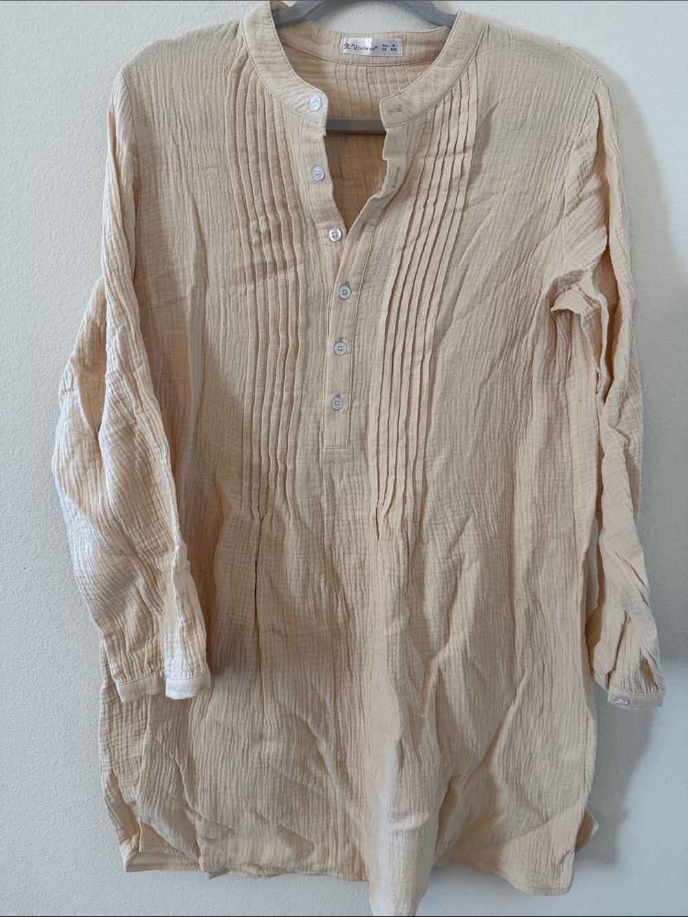 Beige Pintuck Mini Dress - Unbranded